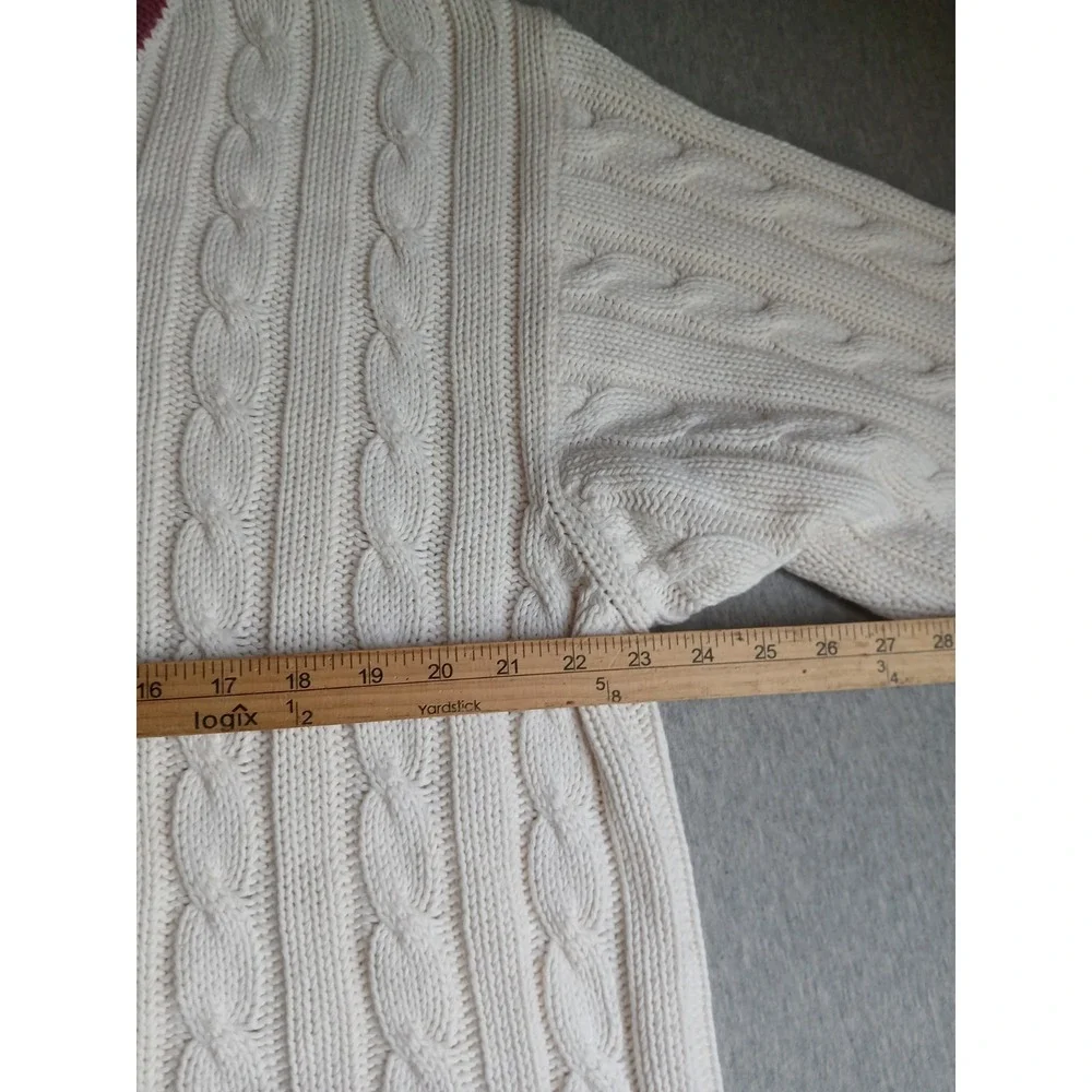 Vintage Gap Sweater Large Tennis Prep Cable Knit V Neck Preppy Wimbleton 90s - Picture 10 of 15